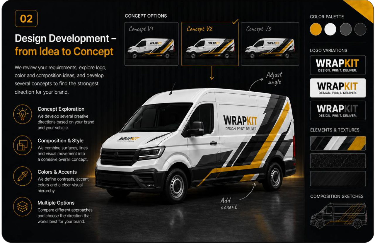 Development of custom vehicle wrap design concepts