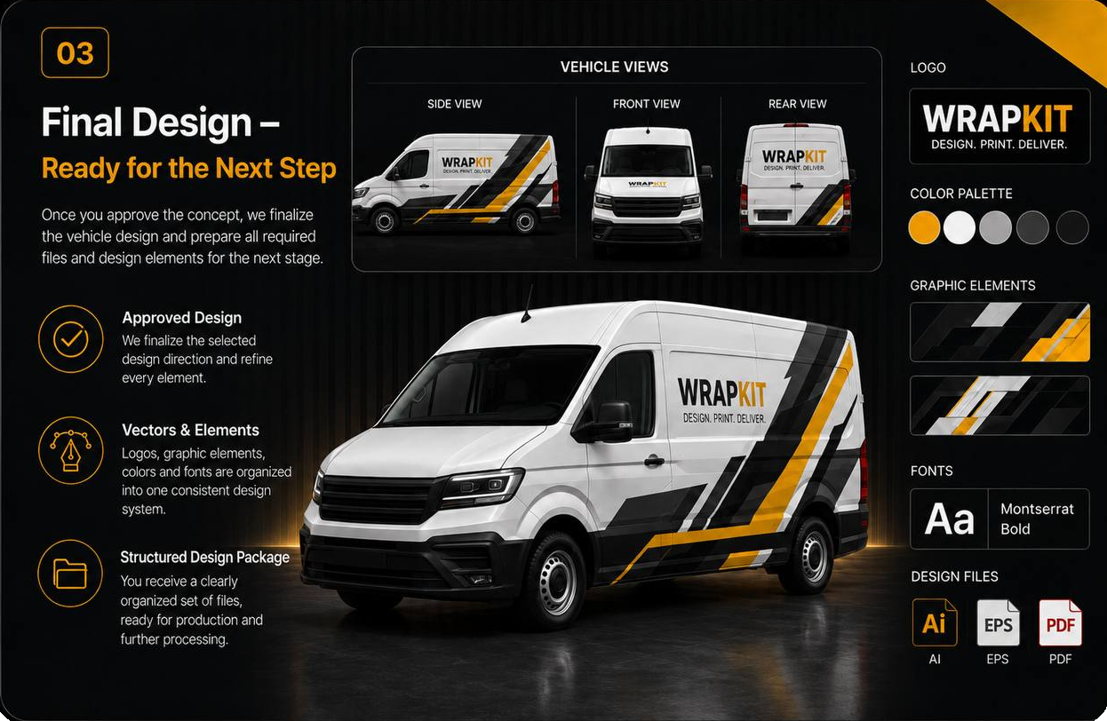 Finalisation of the approved vehicle wrap concept